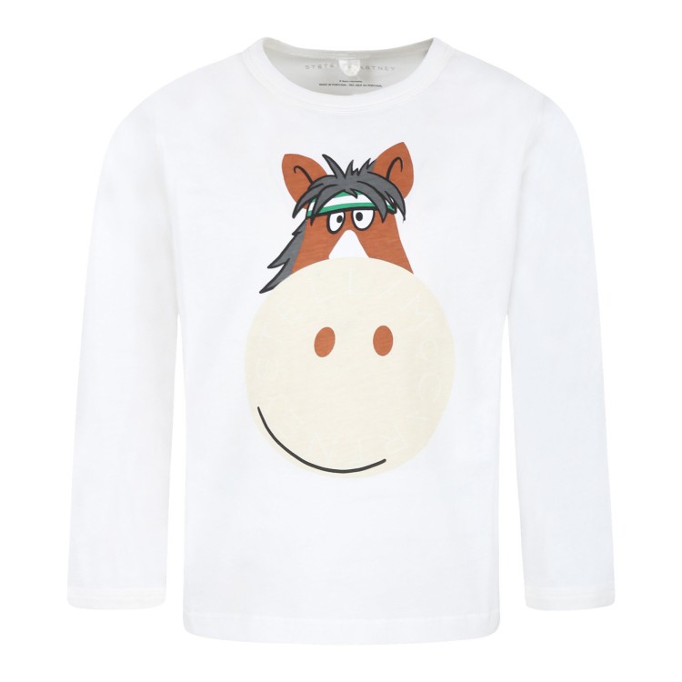 STELLA McCARTNEY T-shirt bianca a manica lunga con stampa grafica bambini