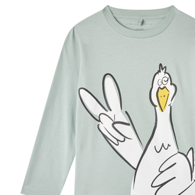 STELLA McCARTNEY T-shirt manica lunga verde menta con stampa bambini