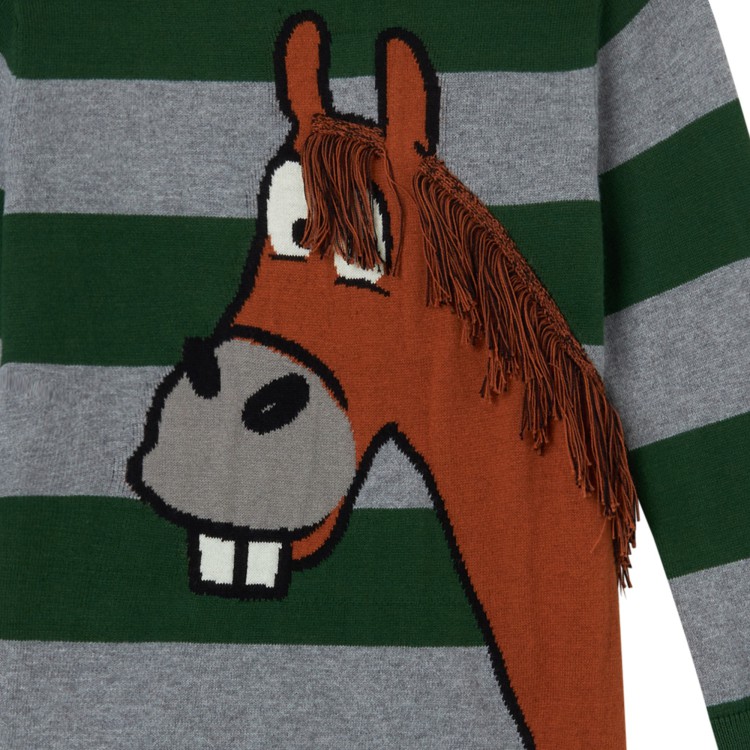 STELLA McCARTNEY Maglione verde e grigio a righe bambino