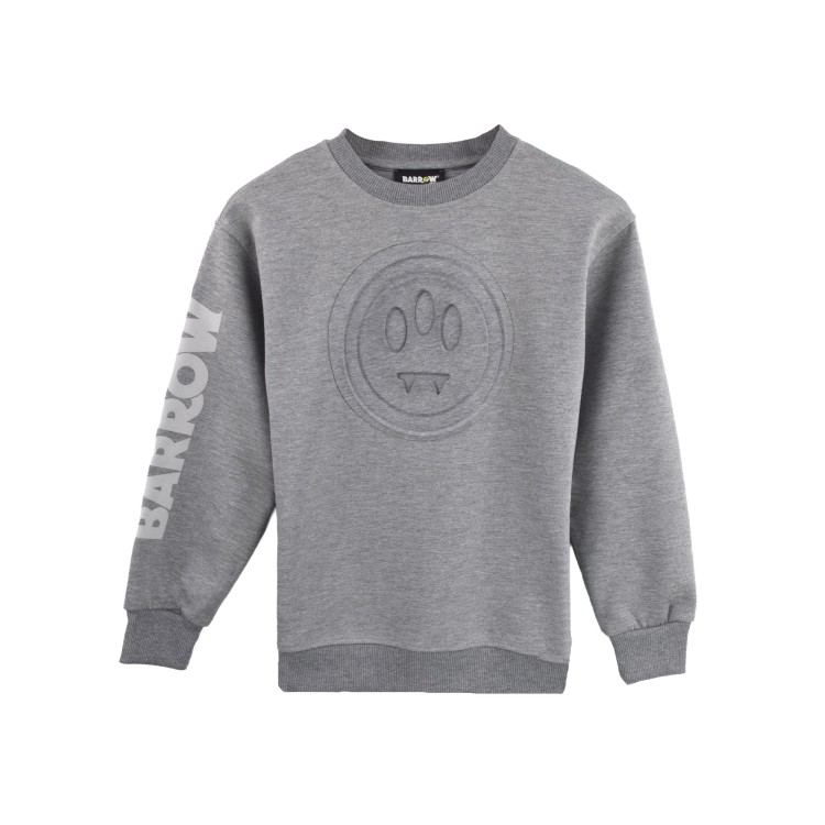 BARROW Felpa grigio melange con logo goffrato bambini