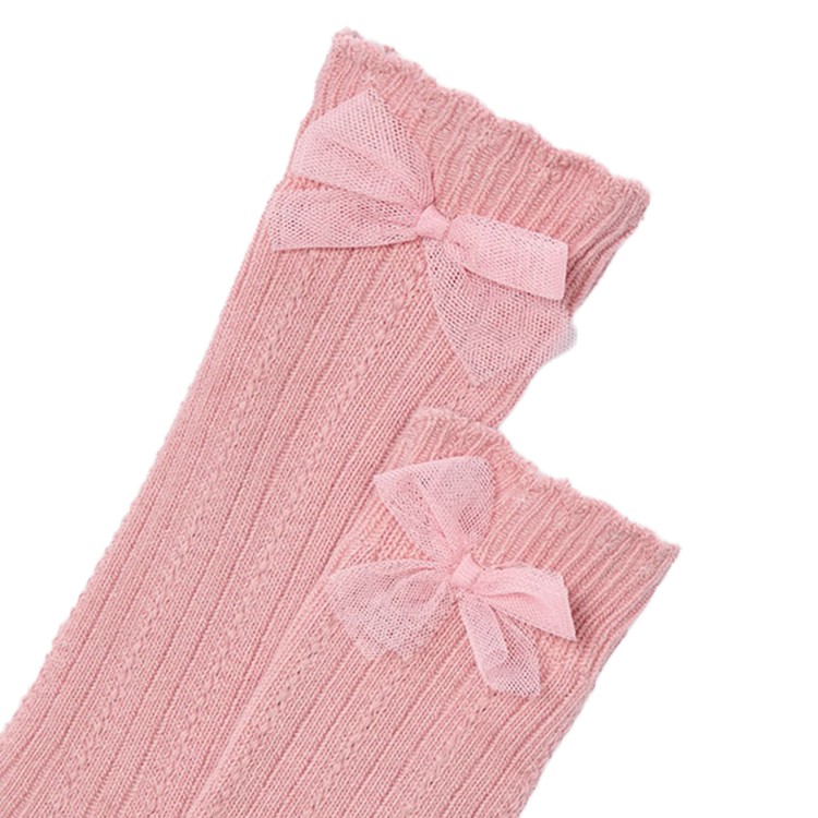 MAYORAL Calze rosa lunghe con fiocco bambina