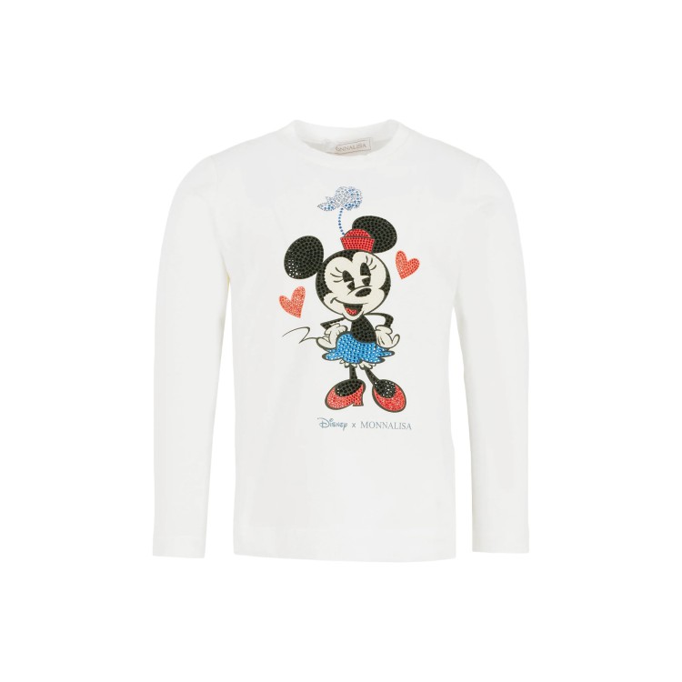 MONNALISA T-shirt bianca Minnie con strass bambina
