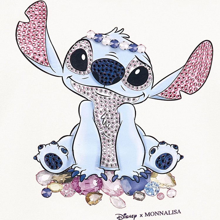 MONNALISA T-shirt bianca a maniche lunghe Stitch bambina