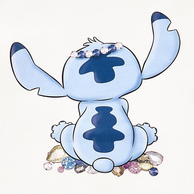 MONNALISA T-shirt bianca a maniche lunghe Stitch bambina