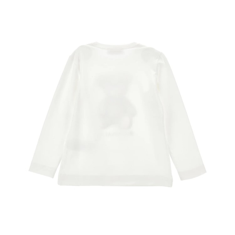 MONNALISA T-shirt bianca a maniche lunghe orsetto bambina