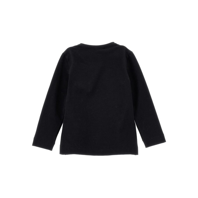 MONNALISA T-shirt nera a maniche lunghe orsetto bambina