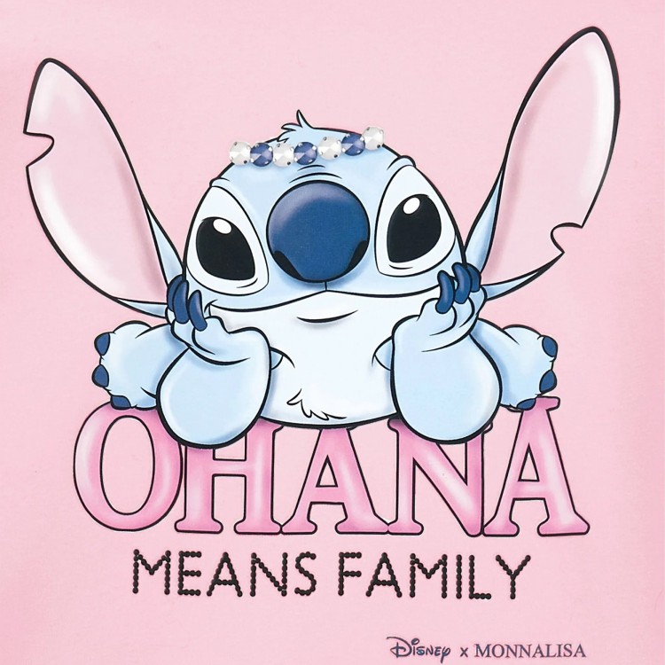 MONNALISA T-shirt rosa a maniche lunghe Stitch bambina
