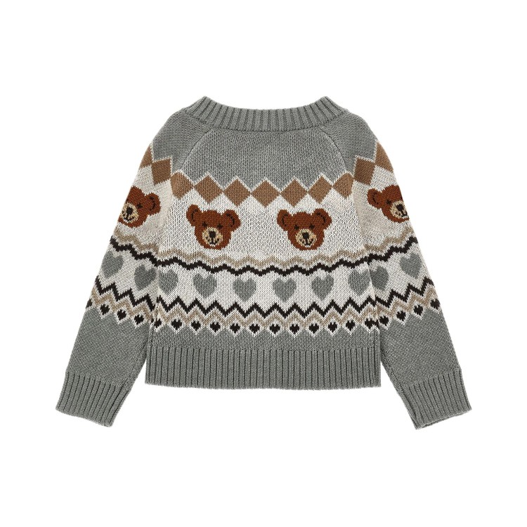 MONNALISA Cardigan grigio con orsetti bambina