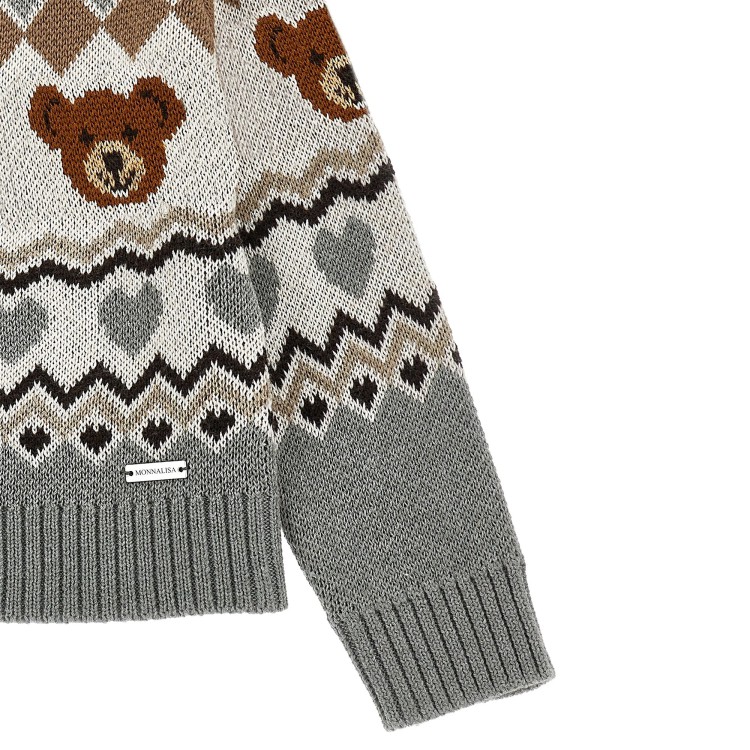 MONNALISA Cardigan grigio con orsetti bambina