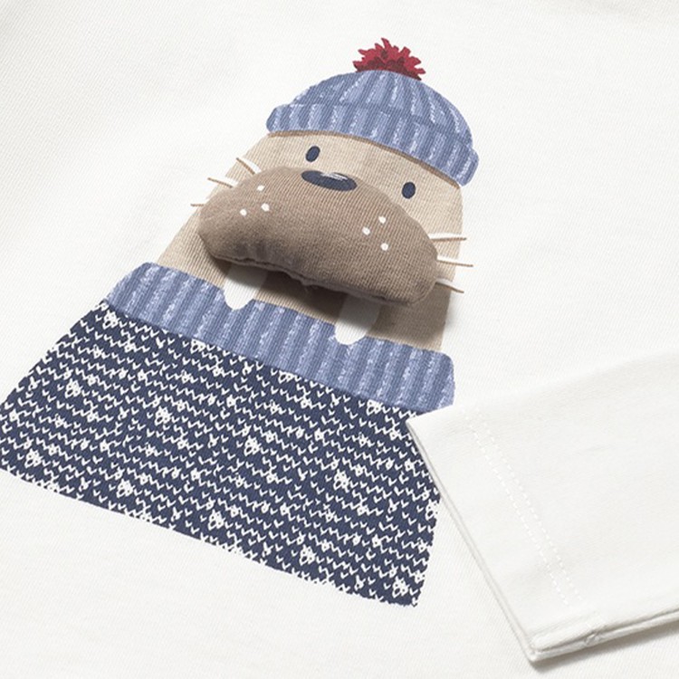 MAYORAL T-shirt panna con animaletto neonato