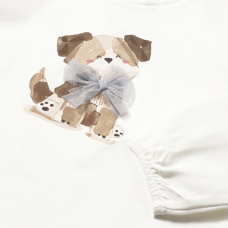MAYORAL T-shirt panna a maniche lunghe con stampa neonata