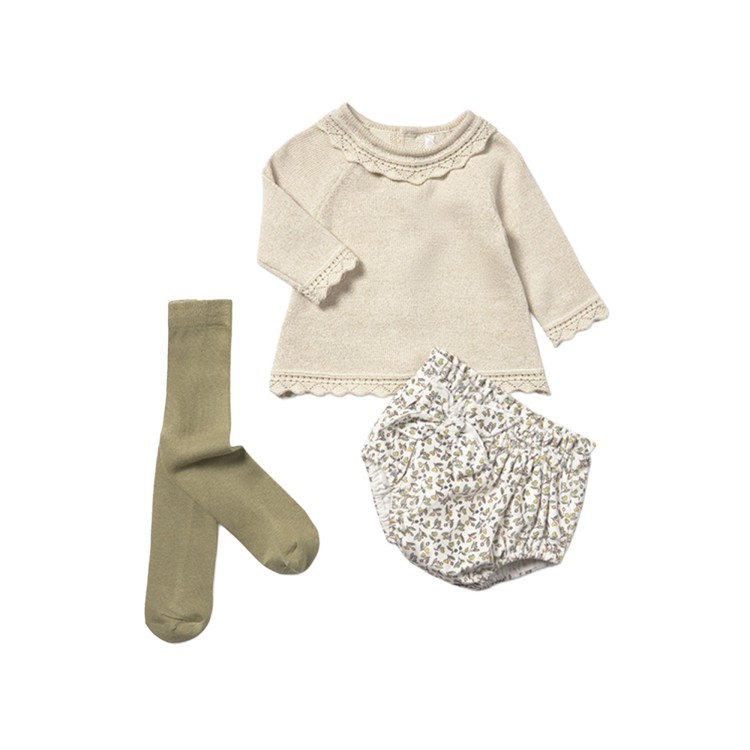 MAYORAL NEWBORN Completo verde 3 pezzi neonata