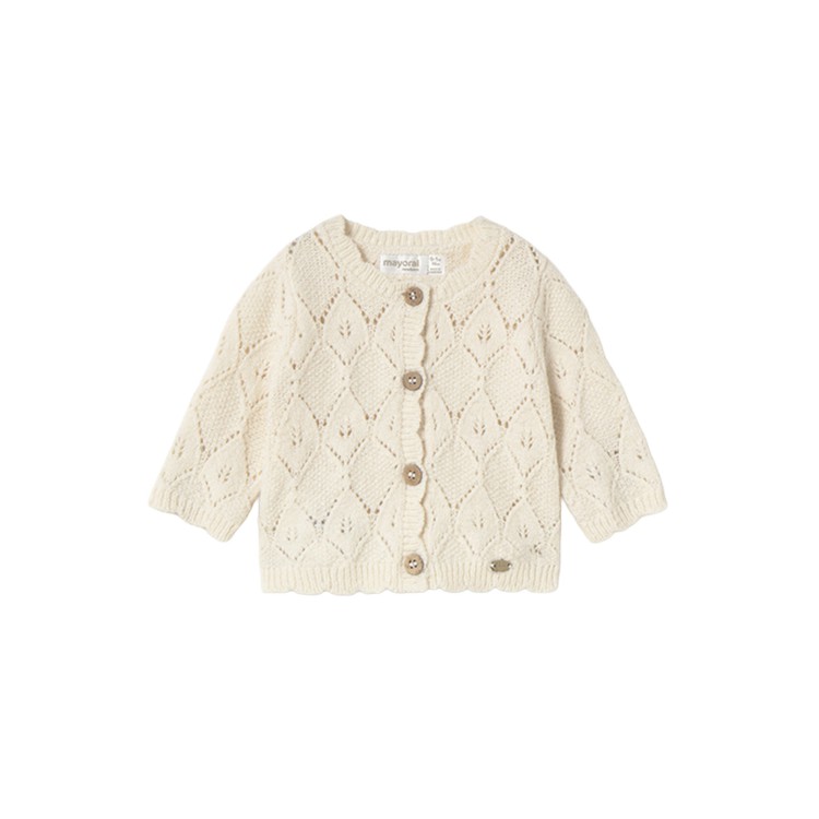 MAYORAL NEWBORN Giacchino latte tricot neonata
