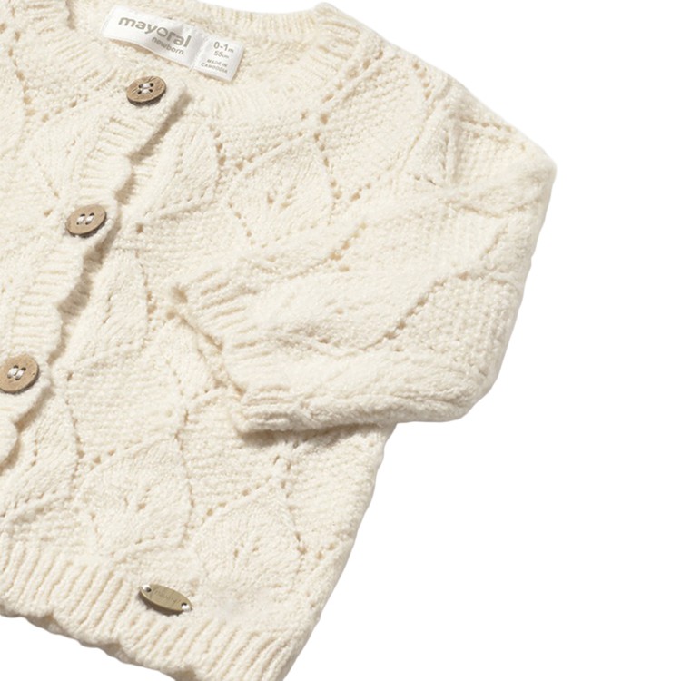 MAYORAL NEWBORN Giacchino latte tricot neonata