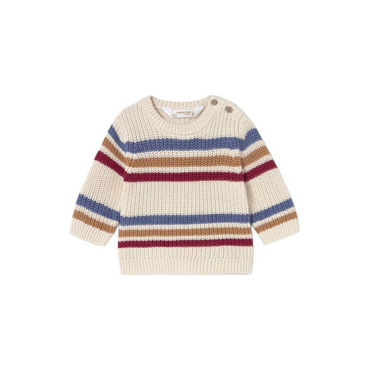 MAYORAL NEWBORN Maglione panna a righe multicolor neonati