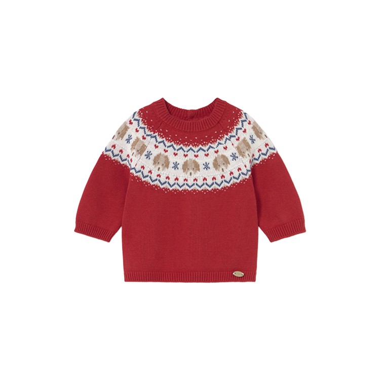 MAYORAL NEWBORN Maglione bianco e rosso neonati