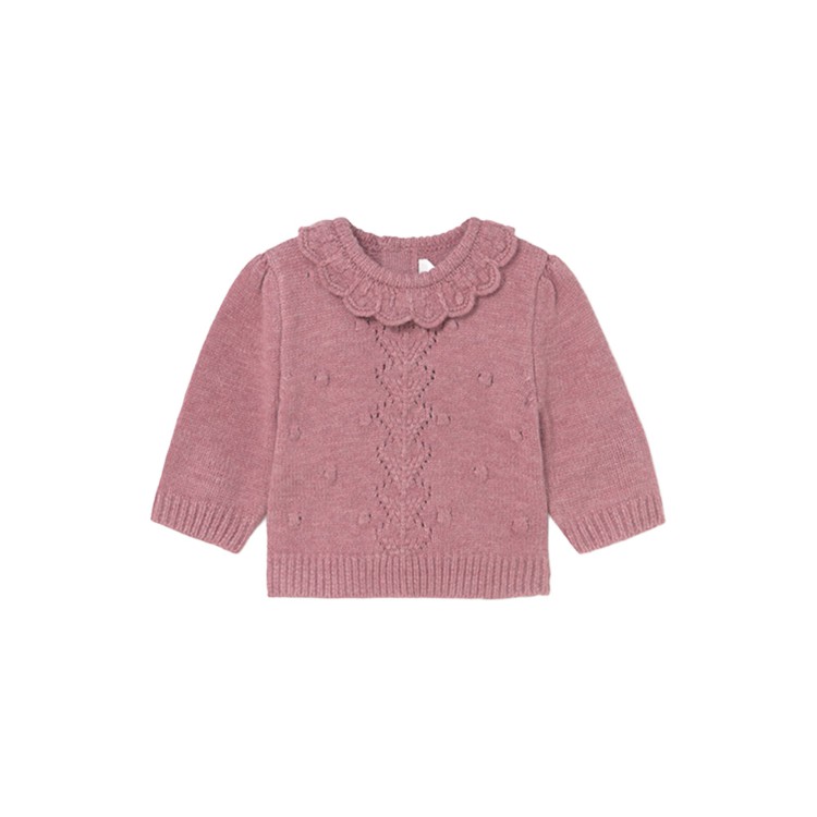 MAYORAL NEWBORN Maglione rosa con balza neonata