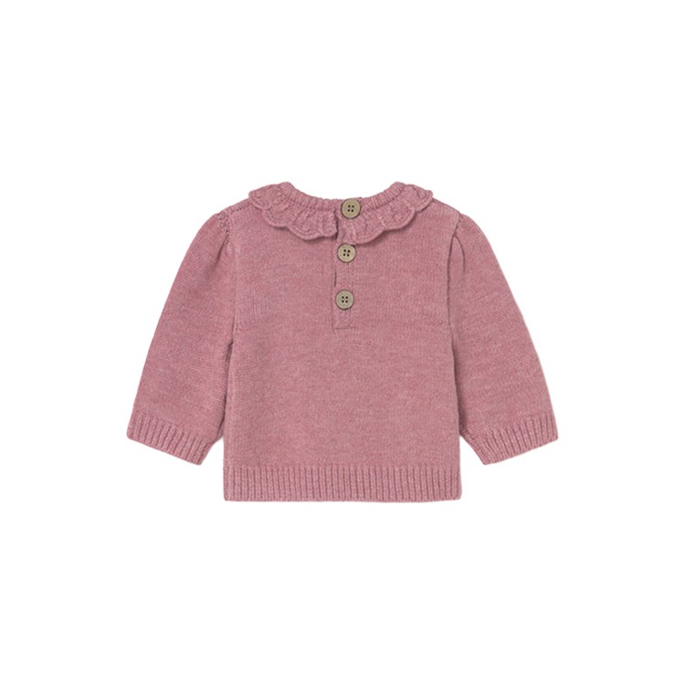 MAYORAL NEWBORN Maglione rosa con balza neonata