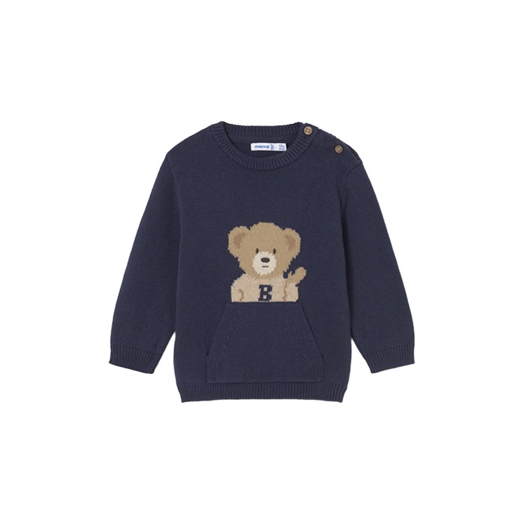 MAYORAL Maglione blu con orsetto neonato