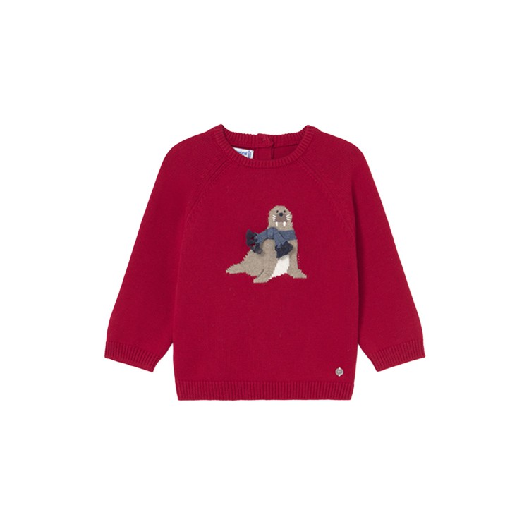 MAYORAL Maglione rosso con intarsio neonato