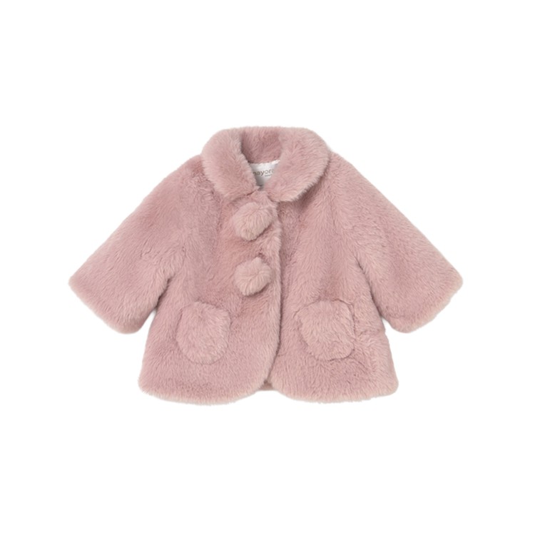 MAYORAL NEWBORN Cappotto in pelliccia rosa neonata