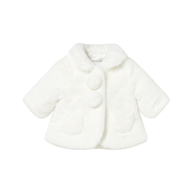 MAYORAL NEWBORN Cappotto in pelliccia bianco neonata