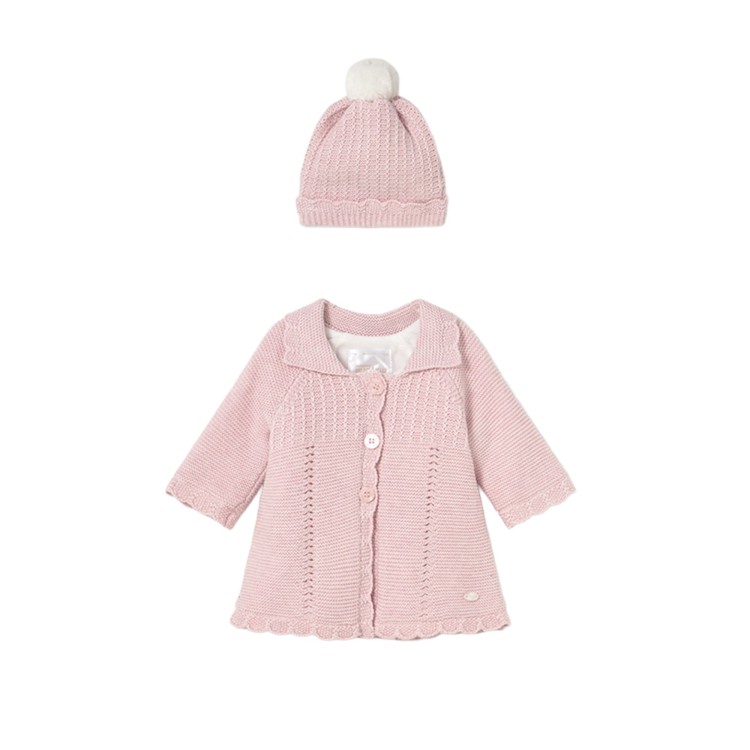 MAYORAL NEWBORN Set cappotto e cappello rosa neonata
