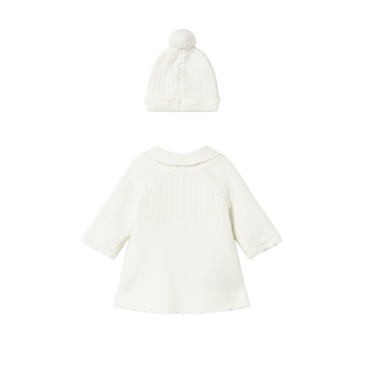 MAYORAL NEWBORN Set cappotto e cappello bianchi neonata