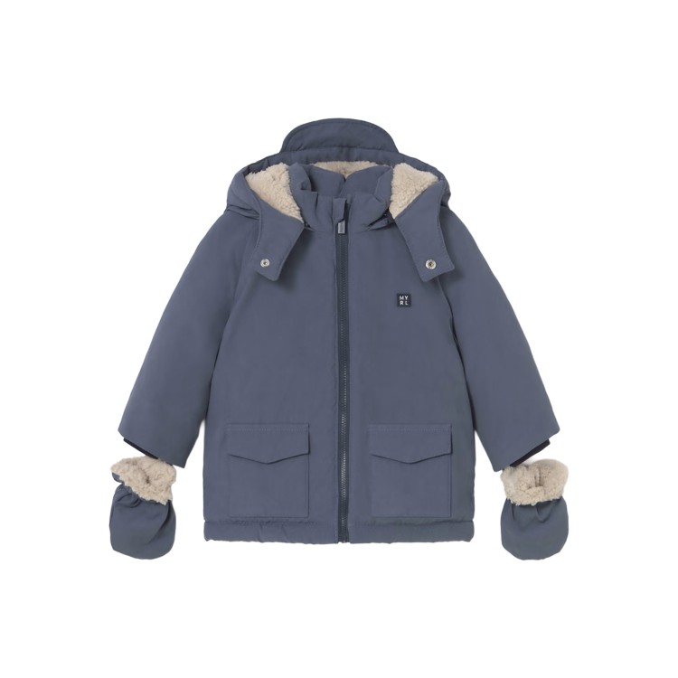 MAYORAL Parka azzurro con manicotti neonato