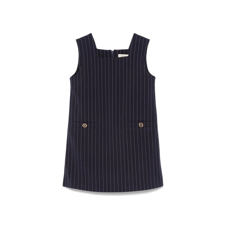 TWIN-SET Abito navy scamiciato gessato bambina