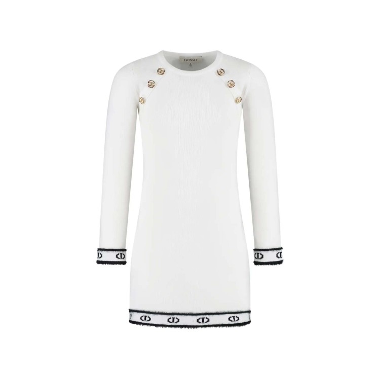 TWIN-SET Abito bianco e nero in maglia bambina
