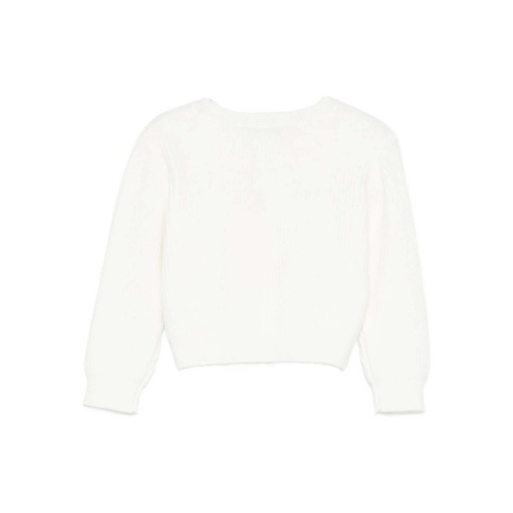 TWIN-SET Maglione bianco a coste con logo bambina