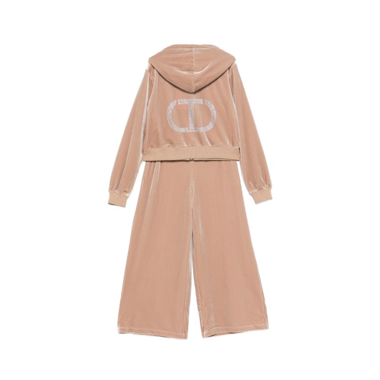 TWIN-SET Tuta beige in ciniglia felpa e pantalone bambina