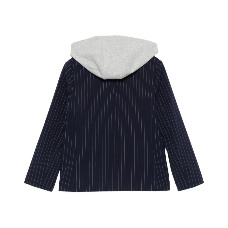TWIN-SET Blazer navy gessato con cappuccio bambina