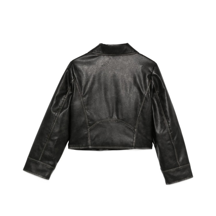 TWIN-SET Chiodo nero imbottito spalmato bambina