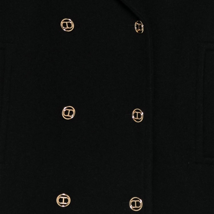 TWIN-SET Cappotto nero doppiopetto bambina