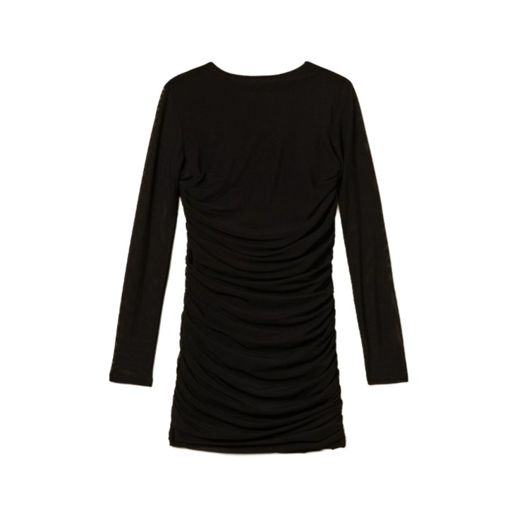 TWIN-SET Abito nero in tulle drappeggiato bambina