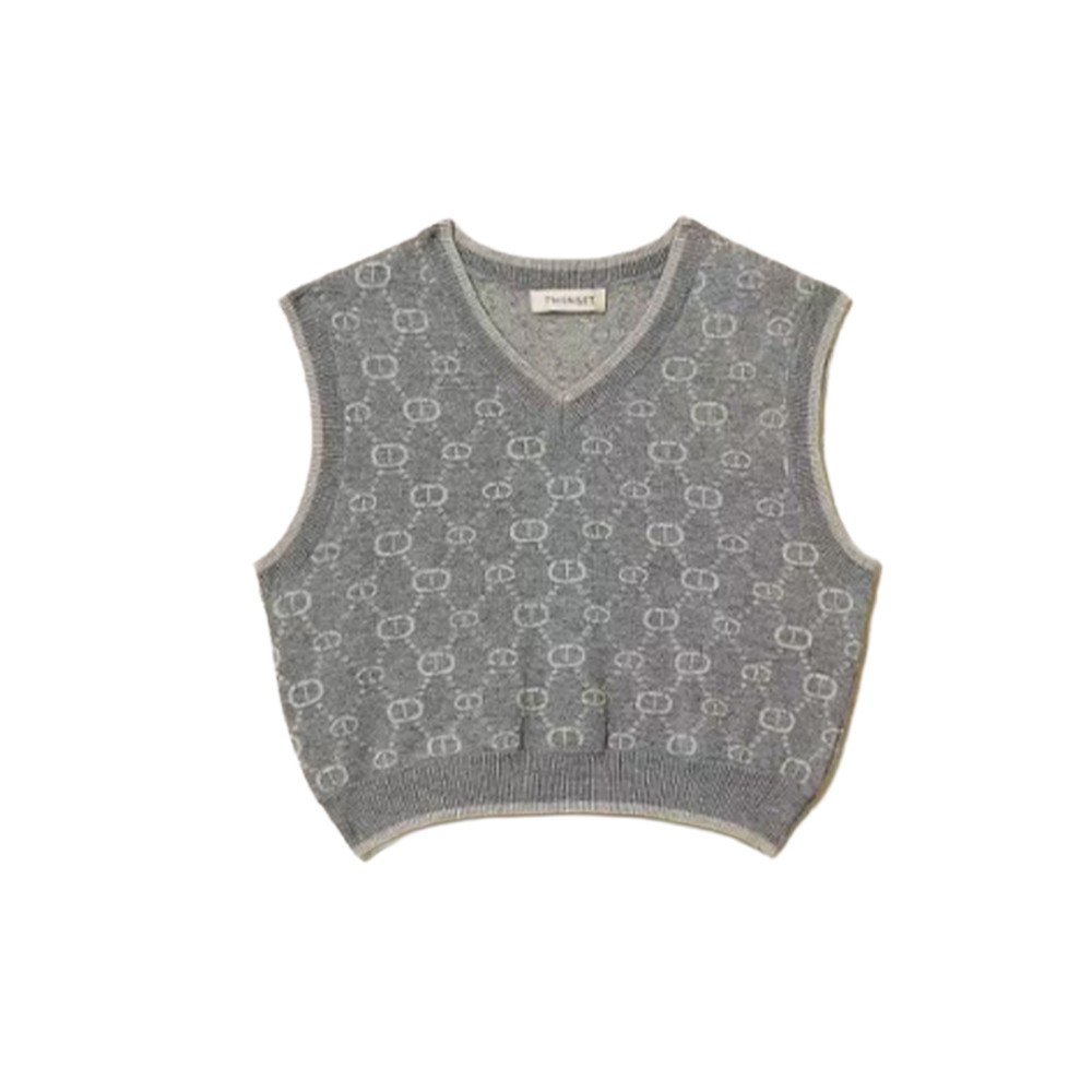 TWIN-SET Gilet corto grigio...
