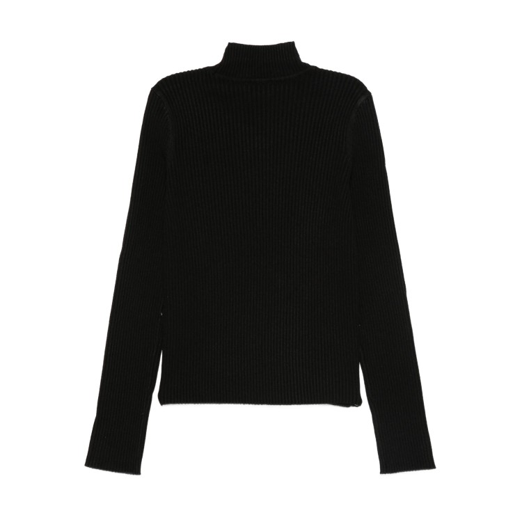 TWIN-SET Lupetto nero in maglia a costine bambina