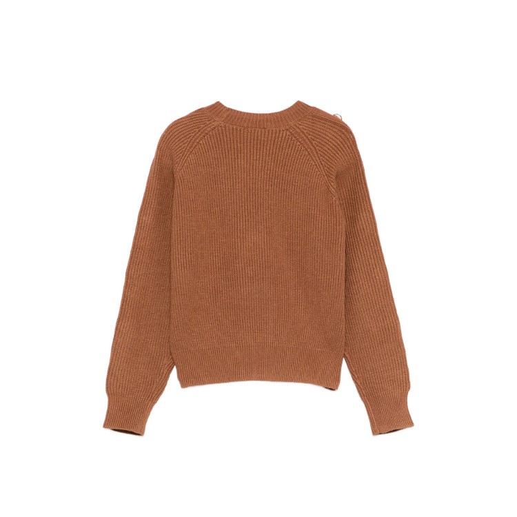 TWIN-SET Maglione cammello a coste con bottoni bambina