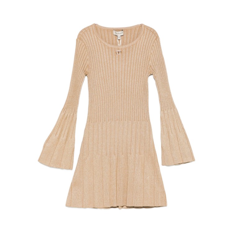 TWIN-SET Abito lurex dorato a campana bambina