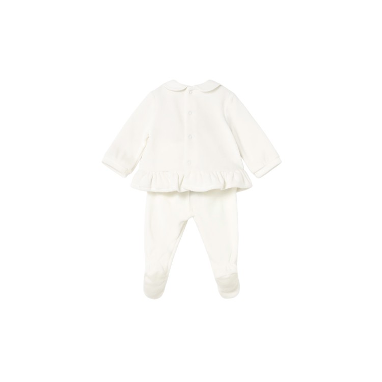 MAYORAL NEWBORN Completo bianco ghettina in ciniglia neonata