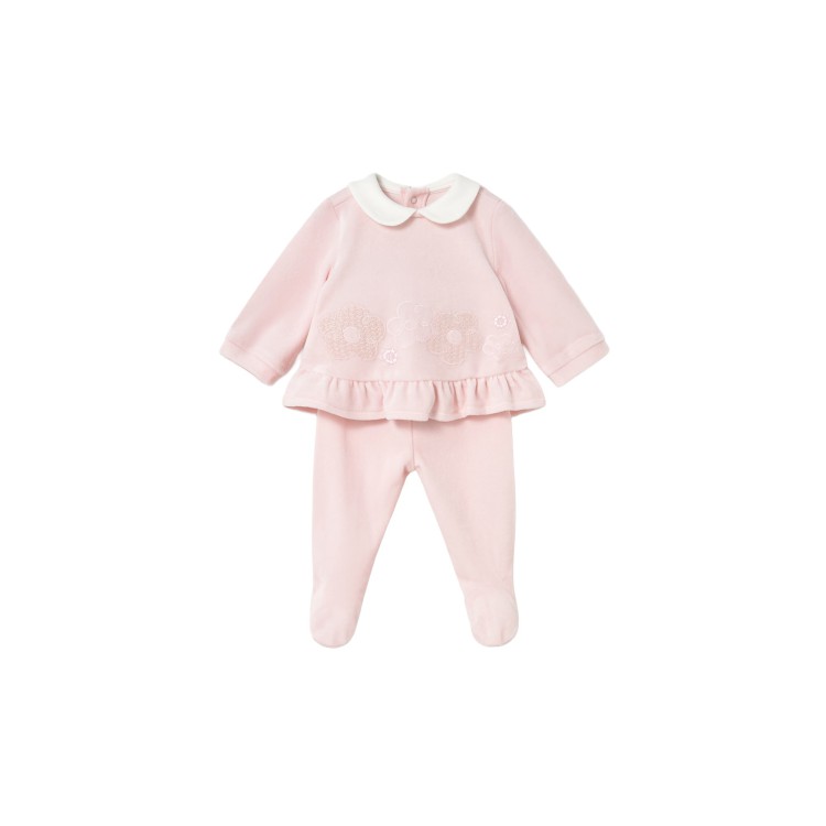 MAYORAL NEWBORN Completo rosa ghettina in ciniglia neonata