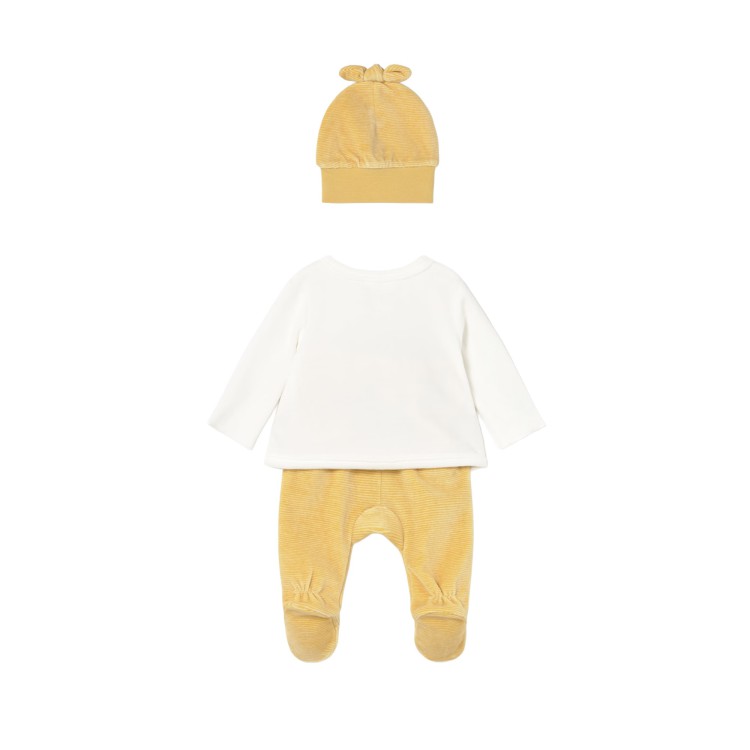 MAYORAL NEWBORN Completo 3 pezzi bianco e miele neonata