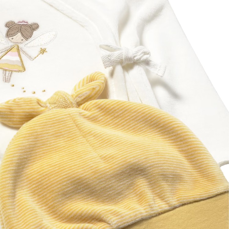 MAYORAL NEWBORN Completo 3 pezzi bianco e miele neonata