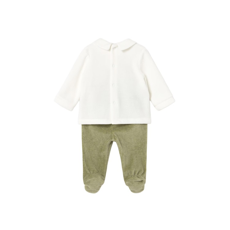 MAYORAL NEWBORN Completo verde ghettina in ciniglia neonati