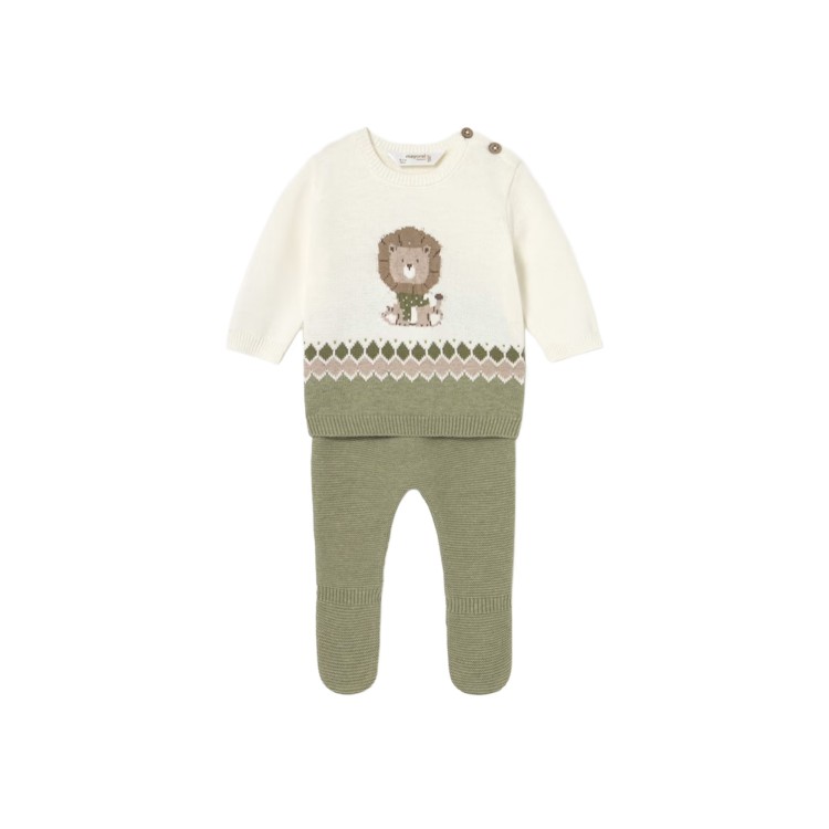 MAYORAL NEWBORN Completo verde ghettina tricot neonati