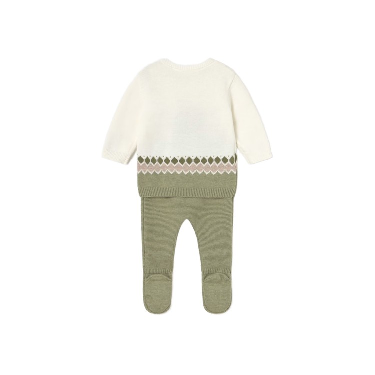 MAYORAL NEWBORN Completo verde ghettina tricot neonati