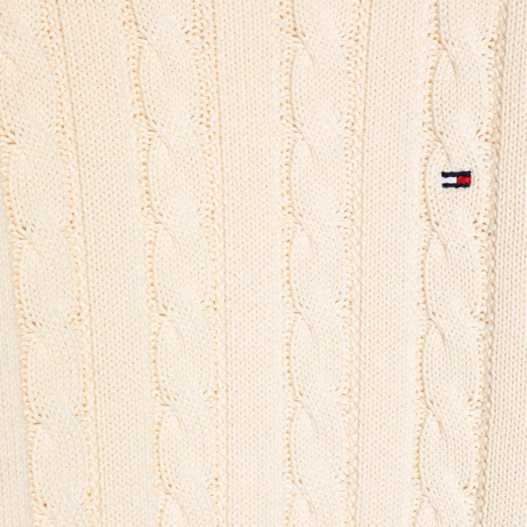 TOMMY HILFIGER Pullover crema a maglia intrecciata bambino