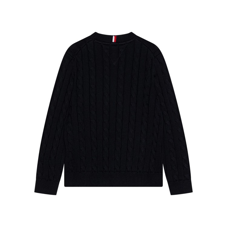 TOMMY HILFIGER Pullover nero a maglia intrecciata bambino